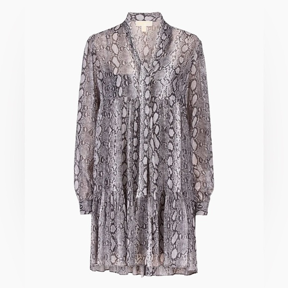 MICHAEL KORS ADDER CHIFFON SNAKESKIN DRESS - Picture 5 of 7
